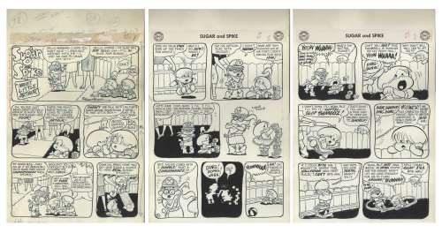 Sheldon Mayer Original Hand-Drawn ‘‘Sugar and Spike‘‘ Comic Book -- 27 Pages From the August 1958 Issue #17 -- The First Appearance of Little Arthur!