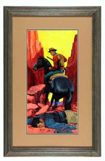 COWBOY AND DEAD OUTLAW 1960s FRAMED ILLUSTRATION ORIGINAL ART. | Hake’s