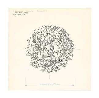 Hergé Studio | TINTIN. Illustration originale, utilisée pour la réalisation d’un autocollant distribué avec le fromage Tintin en 1978. Encre de Chine sur papier | Christie’s