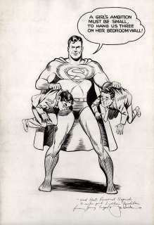 Joe Shuster - Very large early 1940s superman, siegel / shuster self portrait artwork