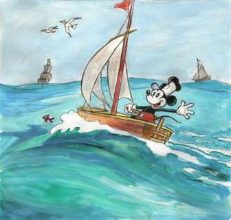 Tony Fernandez | Mickey Mouse Inspired By Claude Monet’s "The Green Wave" (1866) - Signed Original Acrylic Art by Tony Fernandez | Catawiki