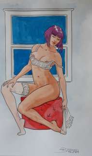 Elisabetta Barletta | Pin Up - E. Barletta - original artwork "Room" - Page volante - Exemplaire unique | Catawiki
