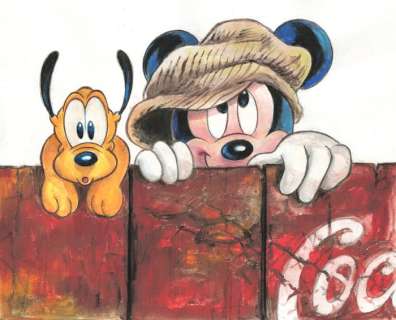 Tony Fernandez, Disney Artist | VIntage Mickey & Pluto Inspired By Charlie Chaplin’s "The Kid" (1921) - Original Painting - Tony Fernandez Signed - Acrylic Art - Original Artwork - 50 x 32 cm | Catawiki