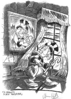 Valerio Held | Topolino 2116 - Disegno ispirato dalla storia "Il ritratto di Zio Paperone" - Valerio Held - 25 x 35 cm - Page volante - (1996) | Catawiki