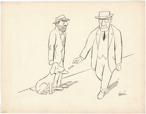 Chaval | La quête - Encre de Chine sur papier | Huberty Breyne Gallery