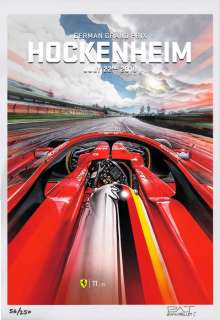 Patrizio Evangelisti | P. Evangelisti - original cover "Ferrari GP 2018 di Hockenheim Sebastian Vettel" - Page volante - Exemplaire unique | Catawiki