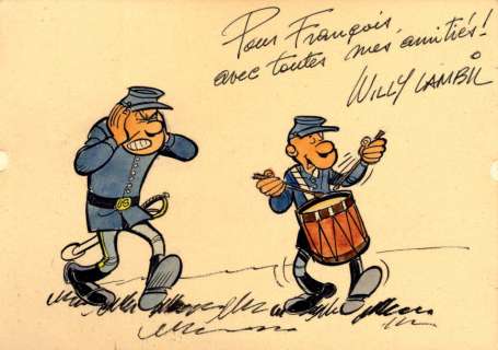 Lambil | Les tuniques bleues Illustration à l’encre de chine et aquarelle, | Cornette de St Cyr