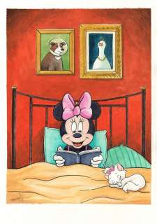 Jordi Juan Pujol | Minnie Mouse & Marie [The Aristocats] - Amélie Poulain Tribute - Original Painting - Jordi Juan Pujol - Signed (front and back) - Original Watercolor - Original Art | Catawiki