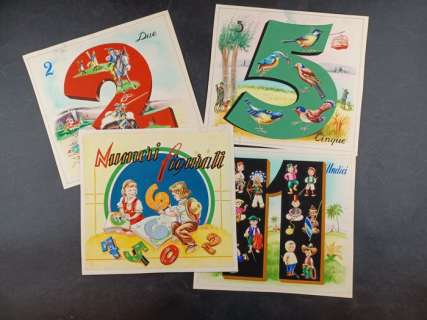 Giacinto Galbiati | Giacinto Galbiati - 1x originale di copertina + 3x illustrazioni "Numeri Figurati" - Page volante - Exemplaire unique | Catawiki