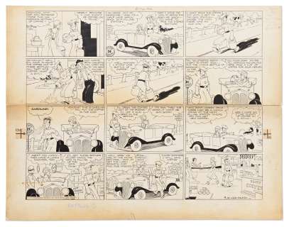 Chic Young Hand-Drawn ’’Blondie’’ Sunday Comic Strip From 1933 -- Blondie & Dagwood’s Picnic Runs Into Problems | Nate Sanders