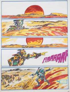 Druillet | Â«Un arrive! Un arrive!Â» Grande planche aux feutres de couleurs | Tessier Sarrou