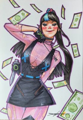 Bill Cao - Gotham City Sirens #4 DC Punchline Jeehyung Lee Variant Original Cover Art