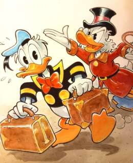 Alessandro Gottardo | Uncle Scrooge - "Move, move!" - Signed Original Watercolour Painting by Alessandro Gottardo - Page volante - (2022) | Catawiki