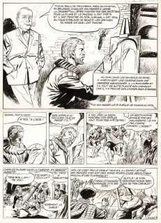 Gérald Forton - Lot 205 - Oncle Paul, Pinceau, épée et aventures, ensemble de 4 planches originales pour cette histoire parue dans la journal Spirou en 1961.