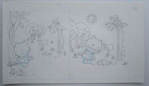 Ray Goossens (Studio) | Ray Goossens (Studio) - MUSTI - Originele pagina (potlood versie) (p.10) - Musti is jarig - (2003) | Catawiki