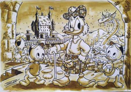 Julian Jordan | Uncle Scrooge - "Back to Scotland" - Original Colour Painting by Julian Jordan | Catawiki