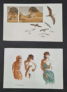 Joël Alessandra - Alessandra, Joël - 2 Dessins originaux en couleur - Escales en Femmes inconnues - (2014)