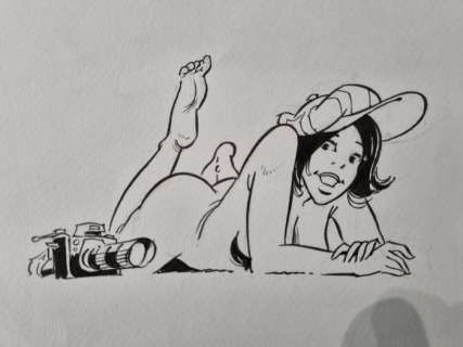 Mazel, Luc | Mazel, Luc - Dessin original - Paparazzi - Joy sexy | Catawiki