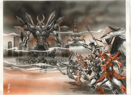 Masami Watanabe Hand-Drawn Color Illustration "Ronin Warriors (Yoroiden Samurai Trooper)" | Mandarake (Big Web)