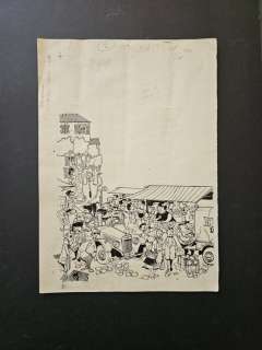 Will (Willy Maltaite) | Will - Dessin original - Jour de marché - Publié dans le Journal de Tintin - Exemplaire unique | Catawiki