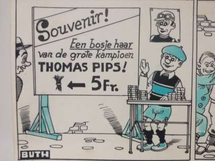 Buth | Buth - Thomas Pips - originele gagstrook Thomas Pips uit Het Volk - Souvenir - (1946) | Catawiki