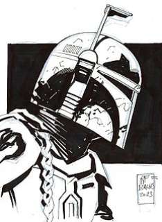 Ramon Bachs, Official Marvel Comic Artist - Boba Fett [Star Wars] - Original Drawing - Ramon F. Bachs - Star Wars Artist - Original Ink Art