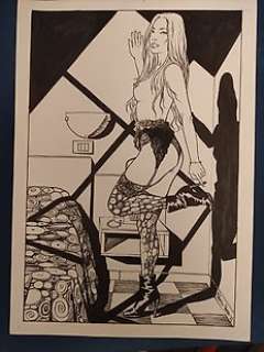 Fabrizio Russo | F. Russo - Illustrazione originale ragazza sexy - Page volante - Exemplaire unique | Catawiki
