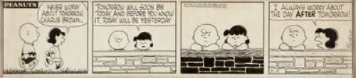 Charles Schulz Peanuts Daily Comic Strip Original Art dated 7-4-57 (United Feature Syndicate, 1957). Good - | Heritage
