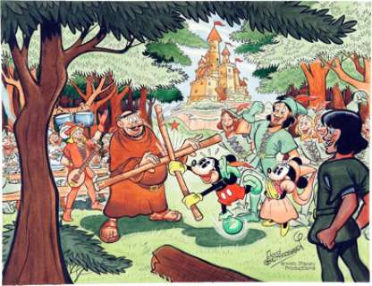 Floyd Gottfredson Mickey Mouse Adventures with Robin Hood Painting Original Art (1980). Gottfredson is -