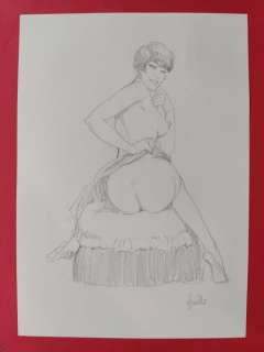 Leone Frollo | Leone Frollo - Pin Up Erotica vista da dietro - Original illustration - firmata - Page volante - EO | Catawiki