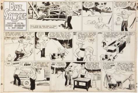 Roy Crane Buz Sawyer Sunday Comic Strip Original Art dated 8-31-47 (King Features Syndicate, 1947). The -