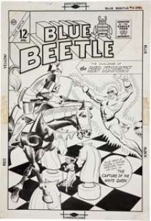 Bill Fraccio and Dick Giordano Blue Beetle #5 Cover Original Art (Charlton, 1965). Here is an action-packed cover -