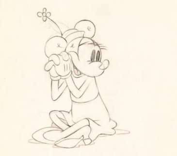 Walt Disney Studios | "Mickey’s Rival" - Walt Disney Studios - Disney - Artwork Framed Original Animation Drawing + additional book - Minnie (1936) | Catawiki
