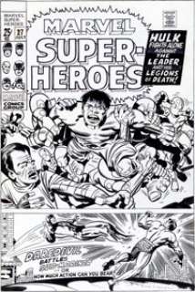Jack Kirby and John Verpoorten Marvel Super-Heroes #27 Hulk vs. the Leader/Daredevil vs. the Sub-Mariner Cover - | Heritage