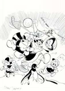 Daan Jippes Uncle Scrooge, Donald Duck, and Huey, Dewey, and Louie Illustration (undated). This may have -
