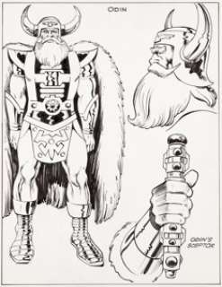 Jack Kirby and Alfredo Alcala (attributed) Thor Animation Cartoon Odin Concept Illustration Original Art -