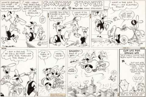 Bill Holman Smokey Stover Sunday Comic Strip Original Art dated 3-22-36 (Chicago Tribune, 1936). Very early -