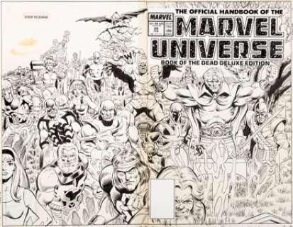 Keith Pollard and Joe Rubinstein Official Handbook of the Marvel Universe Deluxe Edition #20 Wrap-Around -