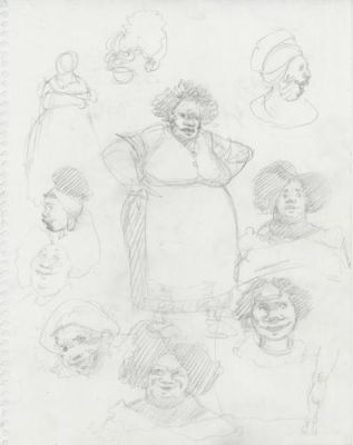 Régis Loisel | Recherche de personnage, Mama cumba | Galerie 9ème Art