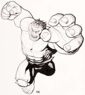 Frank Cho - Red Hulk Toy Illustration Original Art (Marvel, undated). Formidable Frank Cho (Hulk, Shanna the -