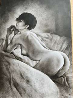 Svetlana Bedna | Svetlana Bedna - Original drawing - ‘La penceur ’ - Size: 29 x 42 cm. - (2022) | Catawiki