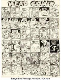 Robert Crumb Yarrowstalks #2 "Head Comix" Complete 1-Page Story Original Art (Yarrowstalks, 1967)....