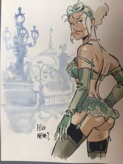 Meynet, Félix | Meynet, Félix - Dessin original couleur - Mirabelle coquine à Paris | Catawiki