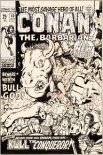  - Barry Smith Conan the Barbarian #10 Cover Original Art (Marvel, 1971)....