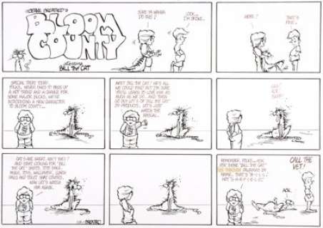 Berke Breathed Bloom County #126A Sunday "Bill the Cat" First Appearance Comic Strip Original Art dated 6-13-82 (W... | Heritage
