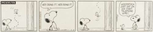 Charles Schulz Peanuts Daily Comic Strip Snoopy and Woodstock Original Art dated 4-5-71 (United Feature Syndicate,... | Heritage