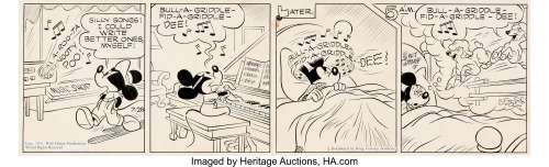 Floyd Gottfredson (as Walt Disney) Mickey Mouse Daily Comic Strip Original Art Dated 7-28-47 (Disney/King Features... | Heritage