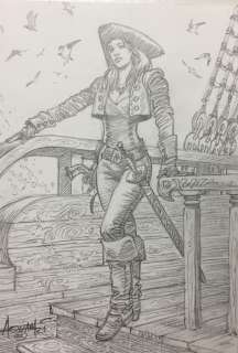 Aouamri, Mohamed | Aouamri, Mohamed - Dessin original - La Pirate - (2022) | Catawiki