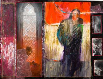 Dave McKean - Batman: Arkham Asylum Double Splash Page Original Art (DC, 1989).