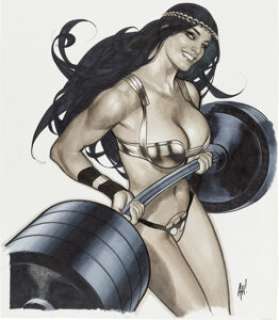 Adam Hughes - Big Barda Poster Illustration Original Art (2018)....